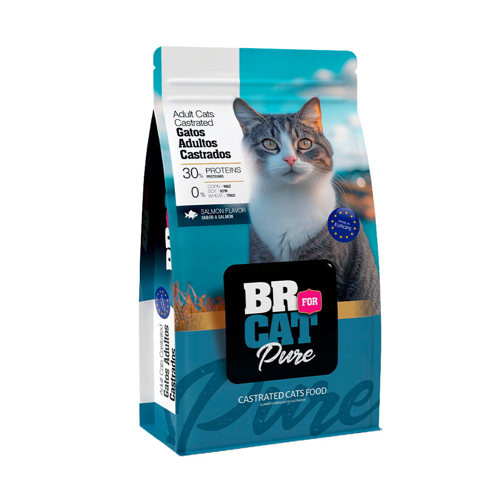 Alimento Seco para Gatos Adultos Castrados BR For Cat Pure Salmón 1 kg